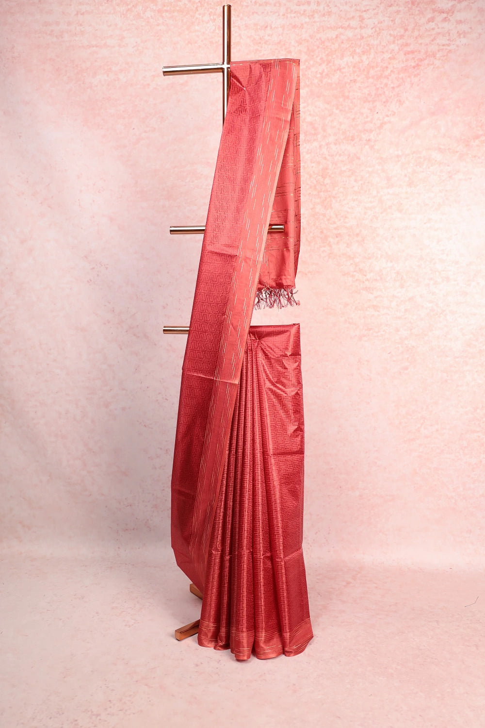 Rust Semi Tussar Saree