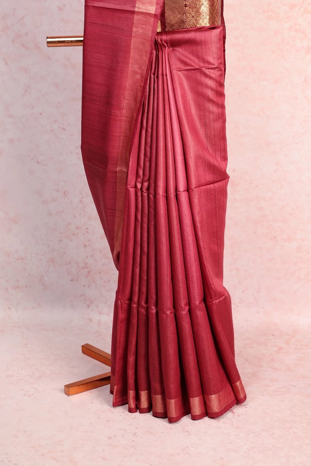 Maroon Tussar Silk Saree
