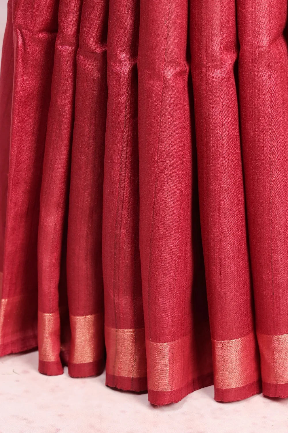 Maroon Tussar Silk Saree