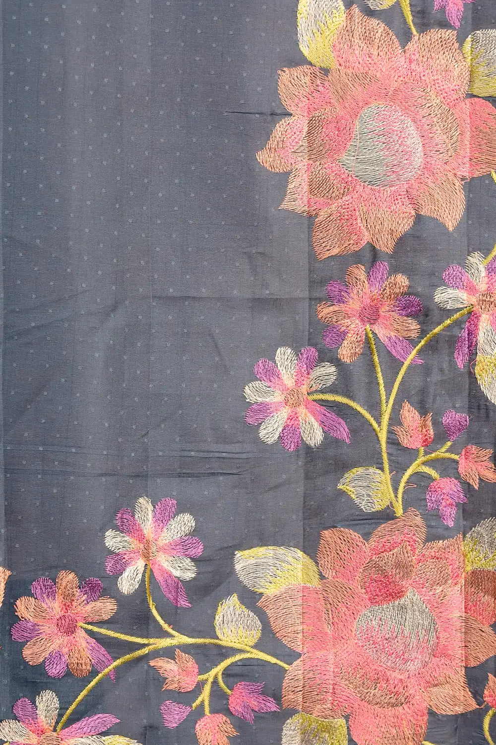 Steel Blue Semi Tussar Saree
