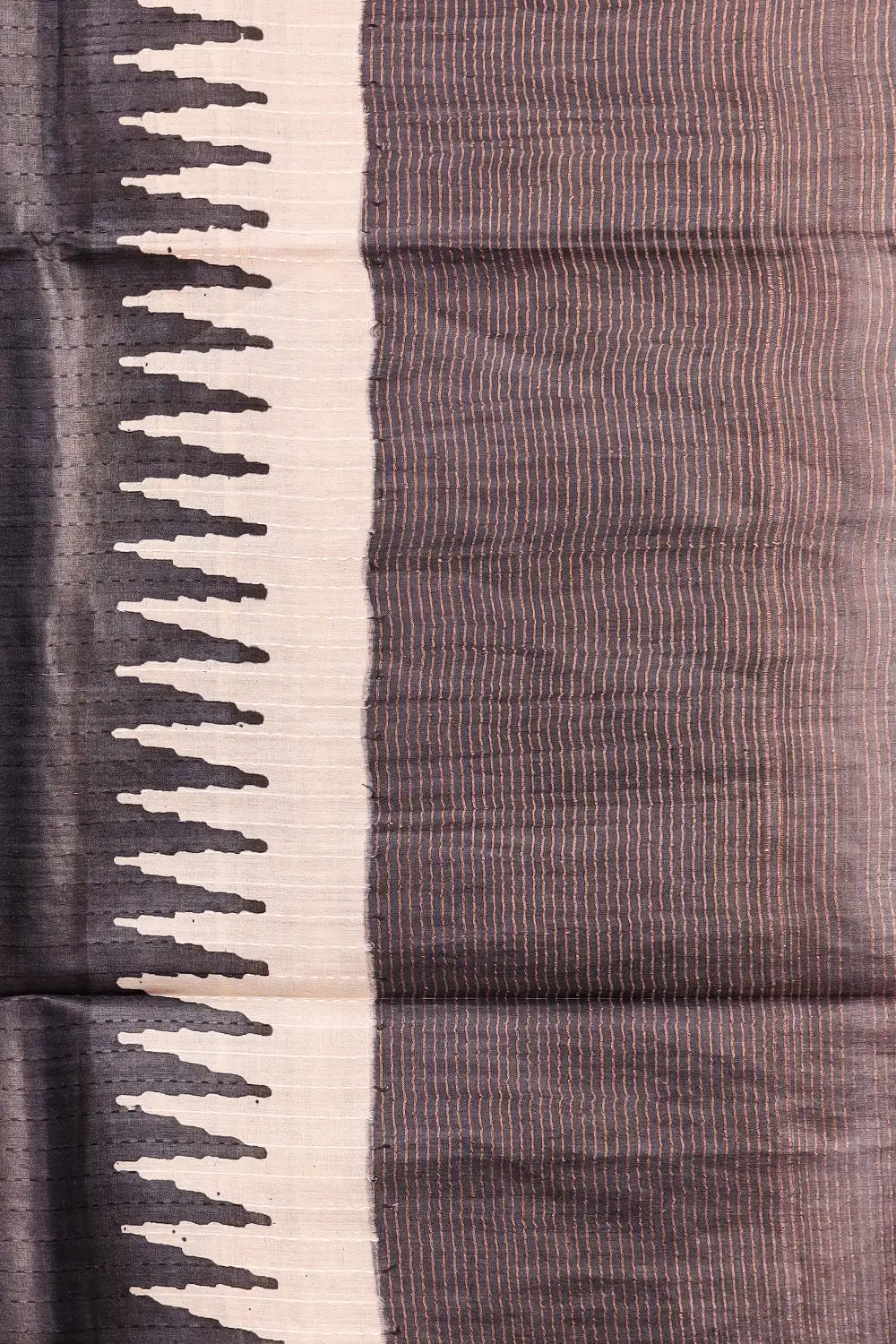Cream Tussar Silk Saree
