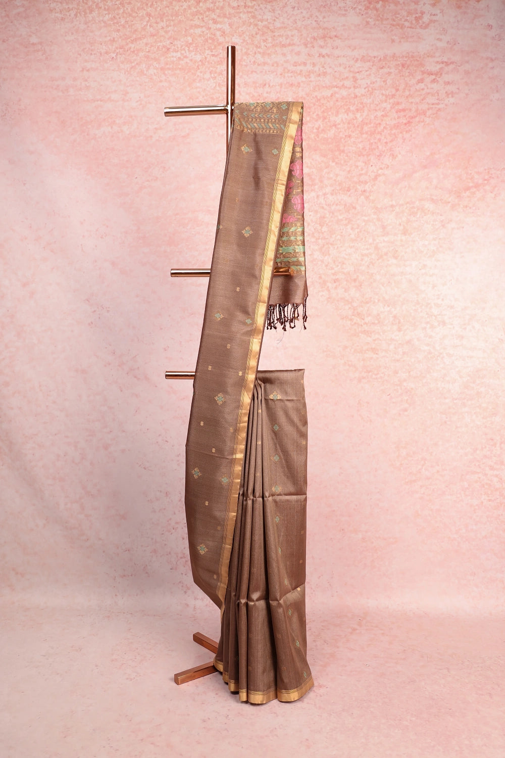 Chocolate Kora Silk Saree