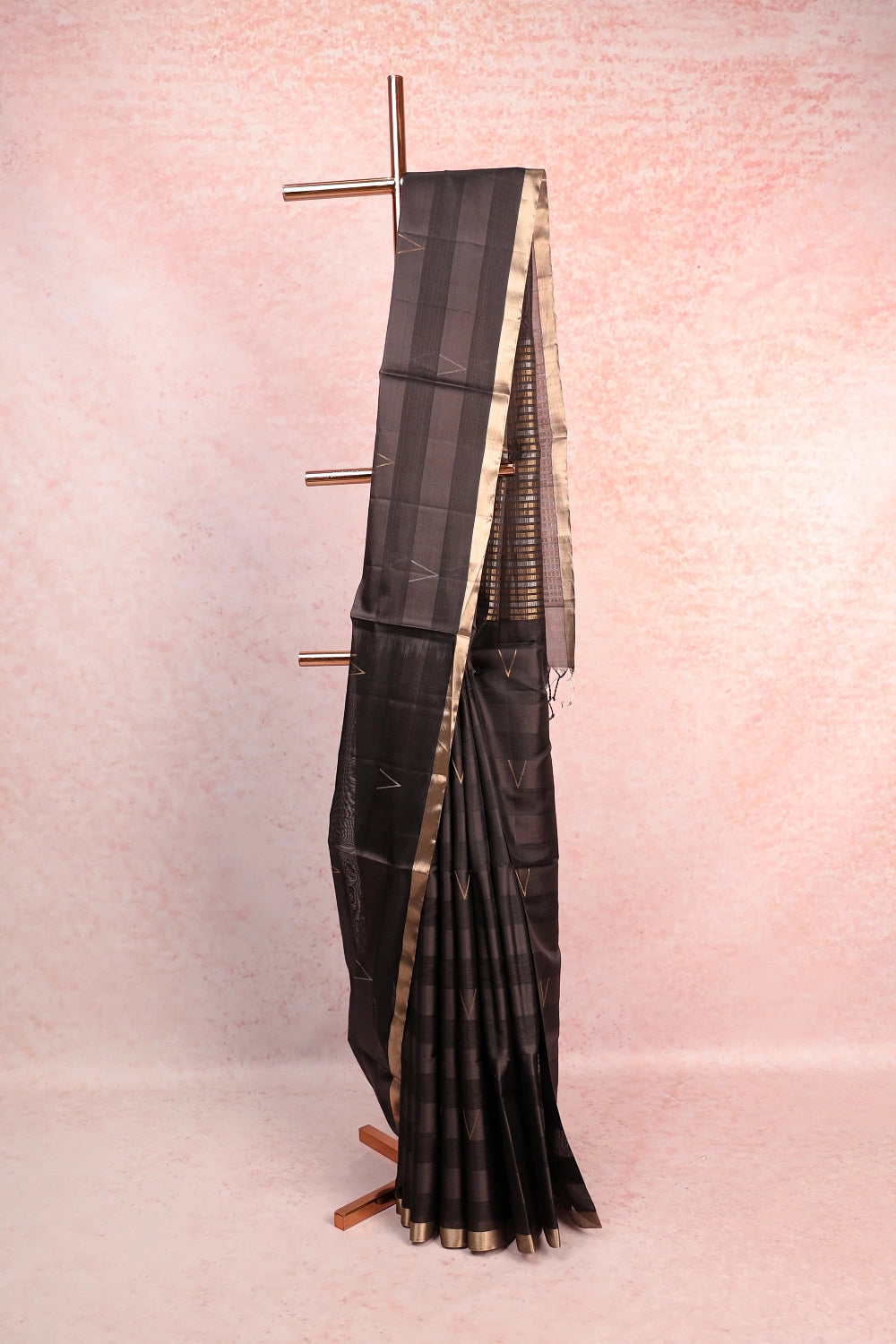 Black Tussar Silk Saree