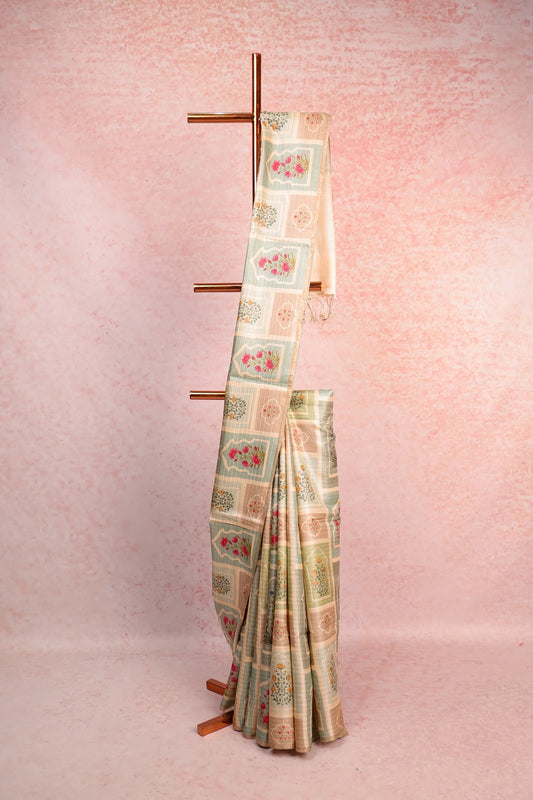Sandal Tussar Silk Saree