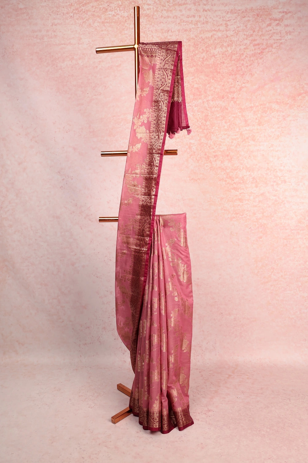 Onion Pink Semi Chanderi Saree