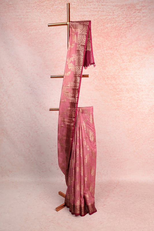 Onion Pink Semi Chanderi Saree