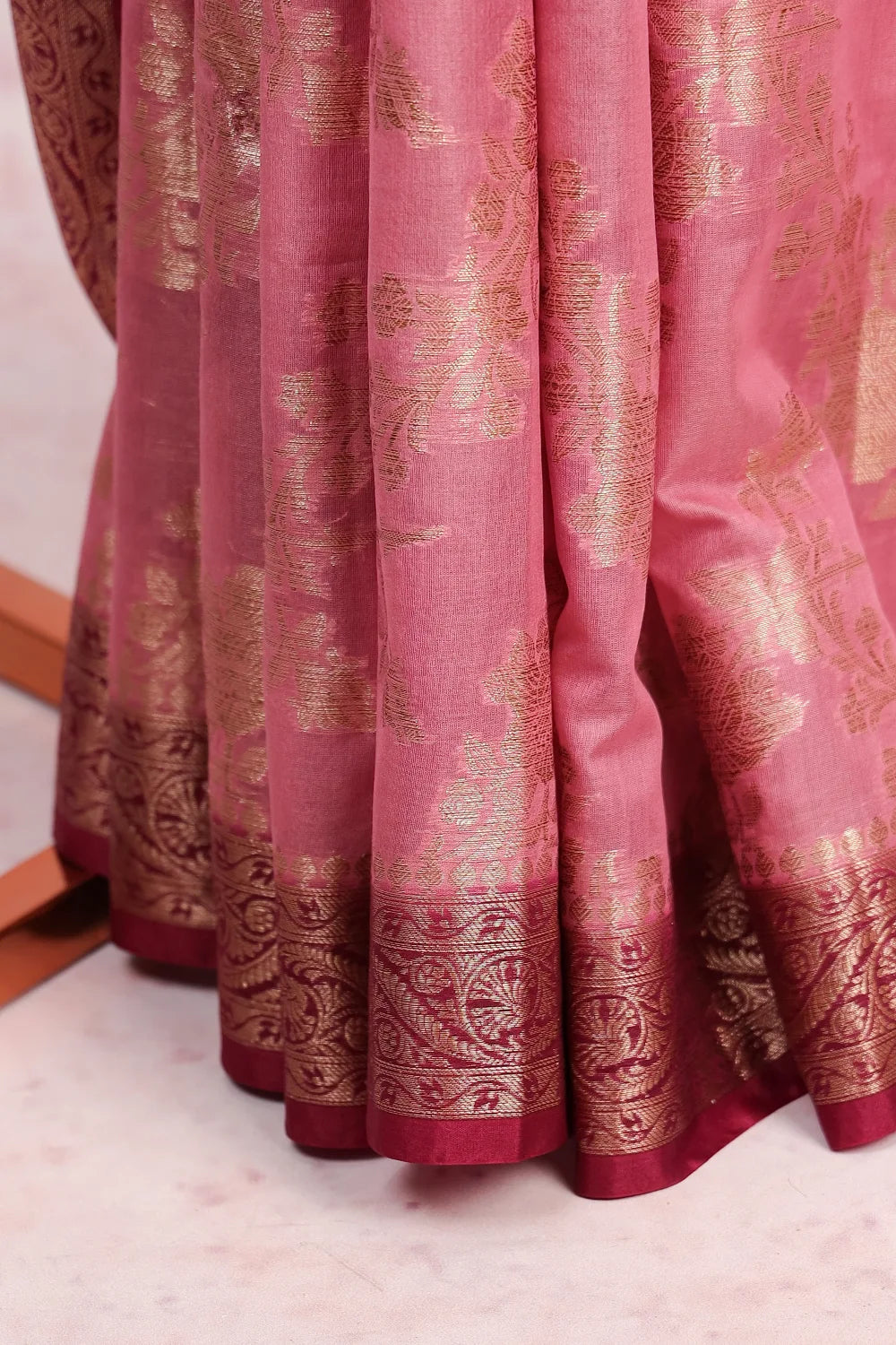 Onion Pink Semi Chanderi Saree