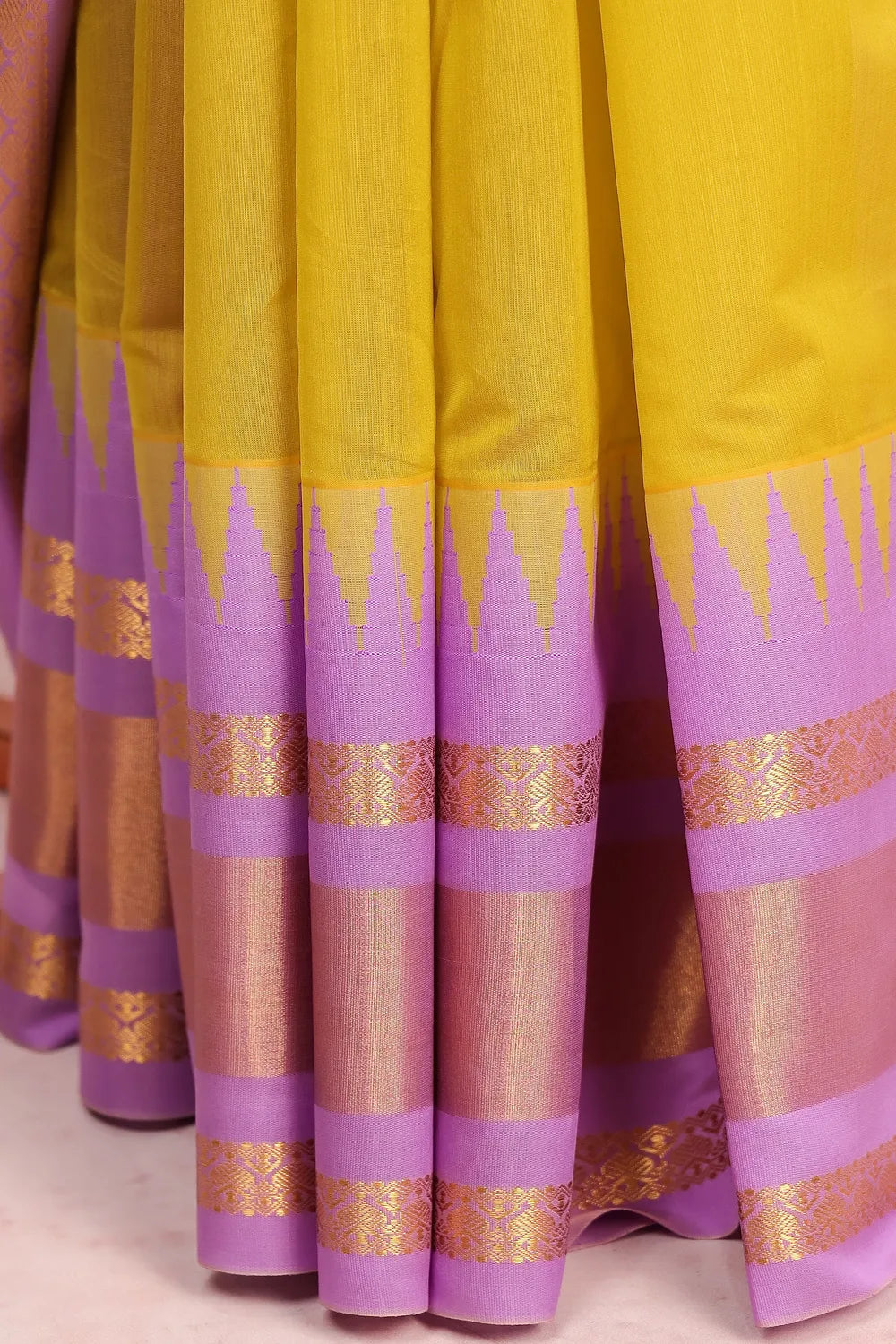 Mustard Yellow Cotton Silk Saree