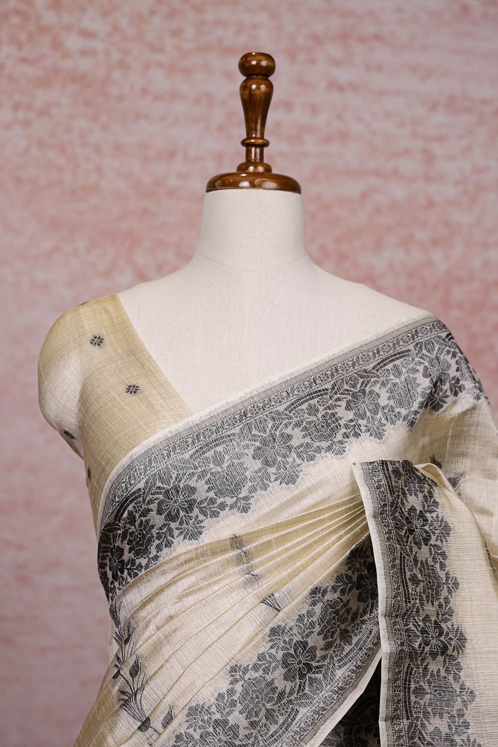 Cream Semi Tussar Saree