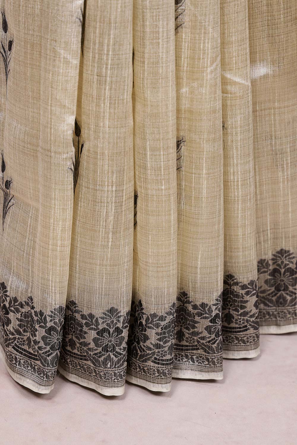 Cream Semi Tussar Saree