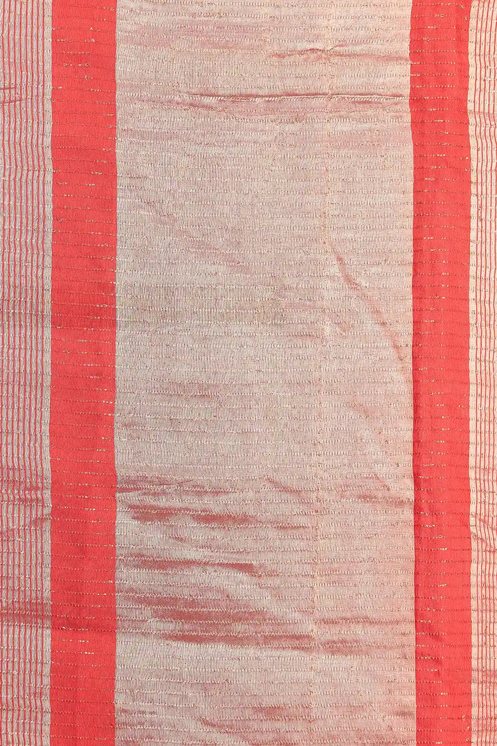 Coral Red Semi Tussar Saree