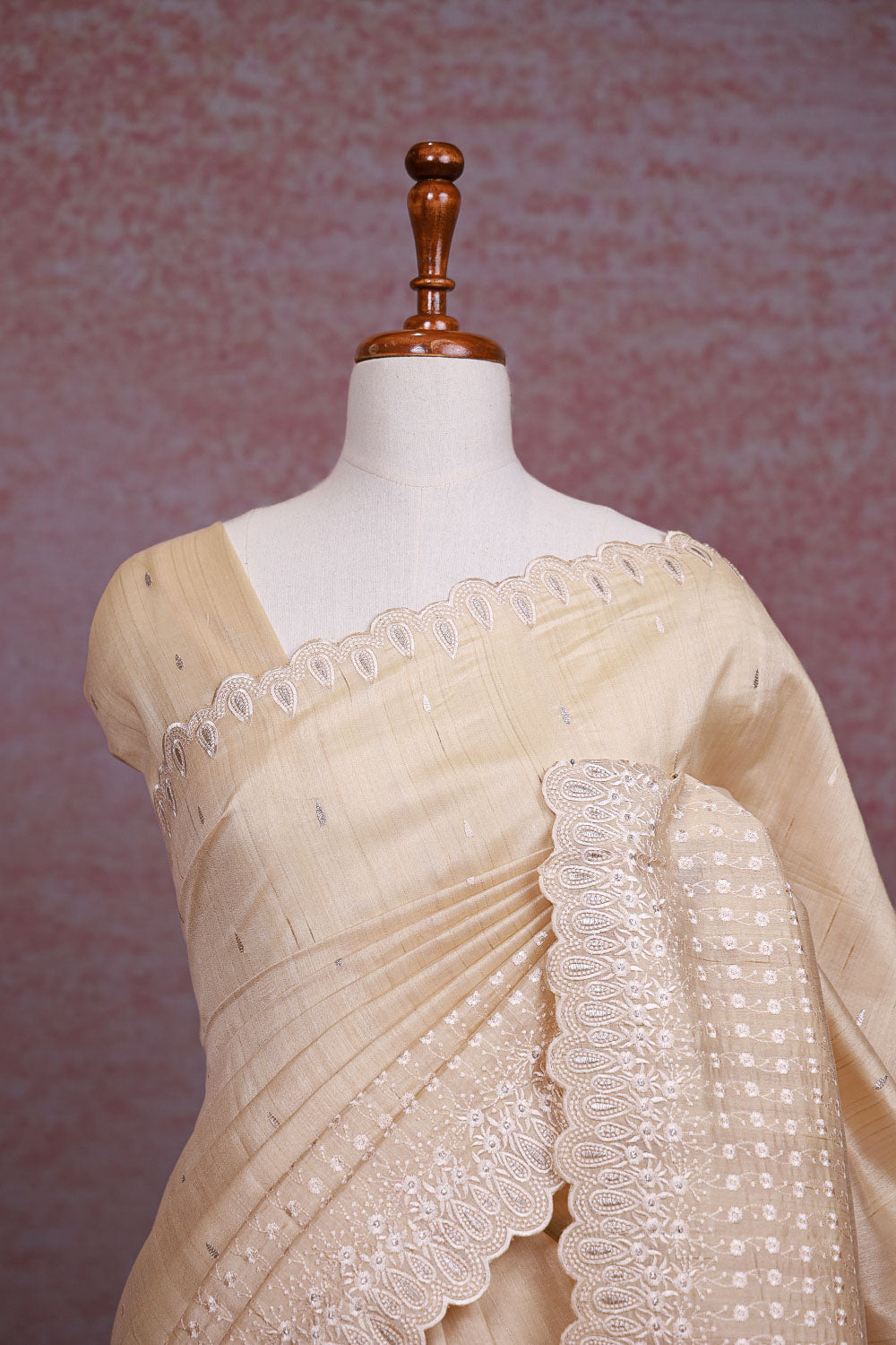 Cream Semi Tussar Saree