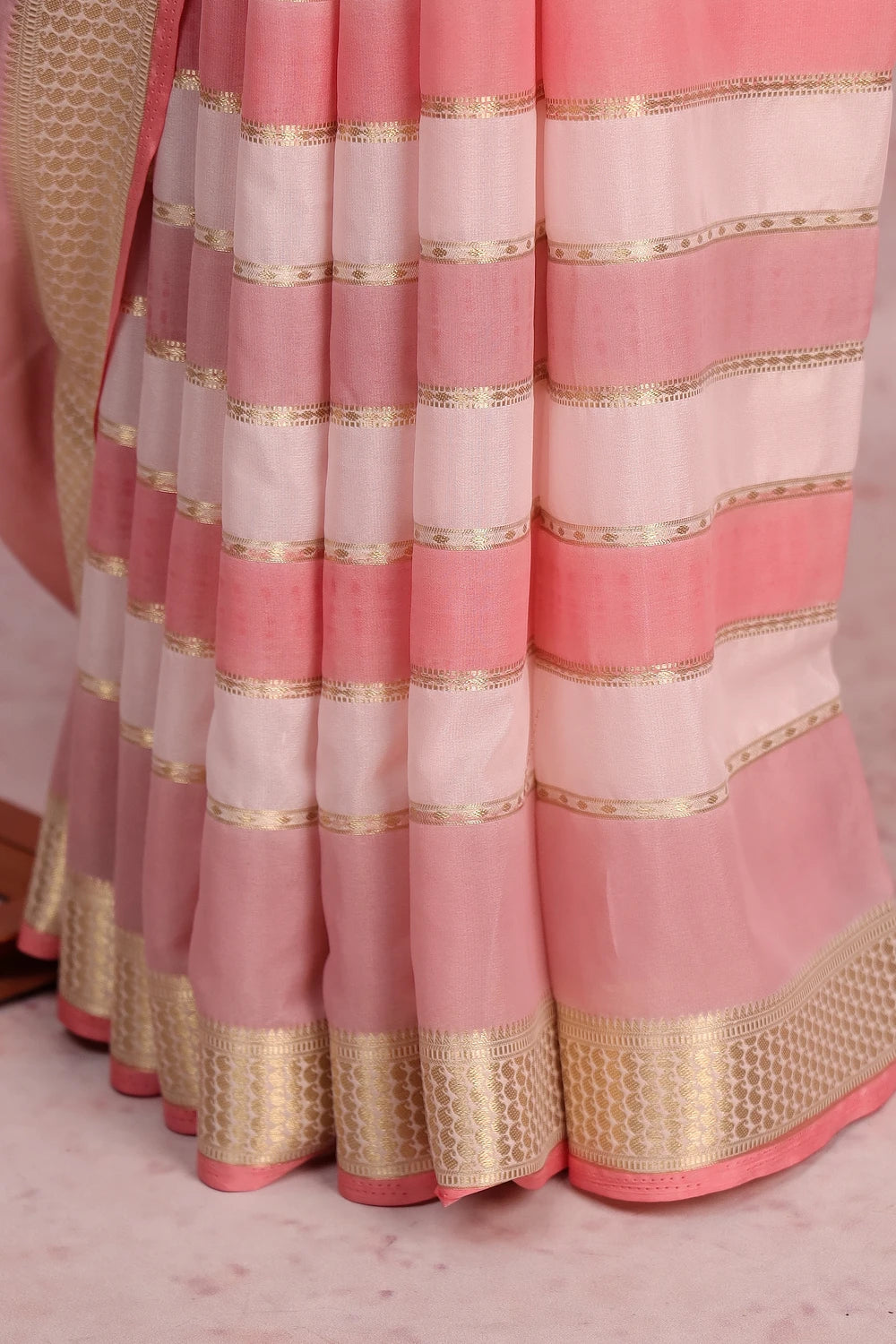 Light Pink Crepe Chiffon Saree