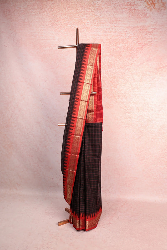 Black Cotton Silk Saree