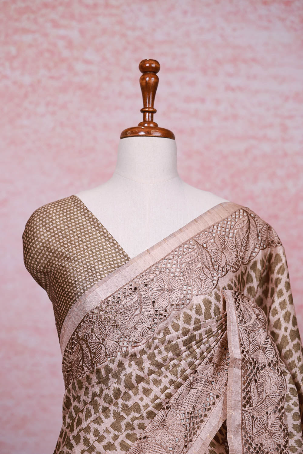 Cream Semi Tussar Saree