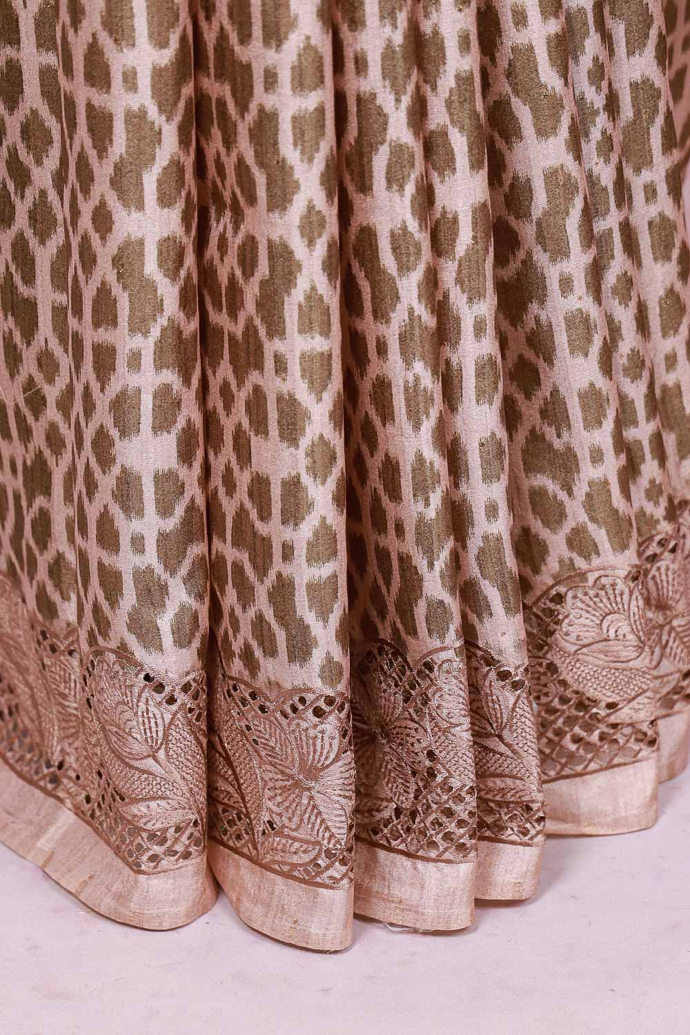 Cream Semi Tussar Saree