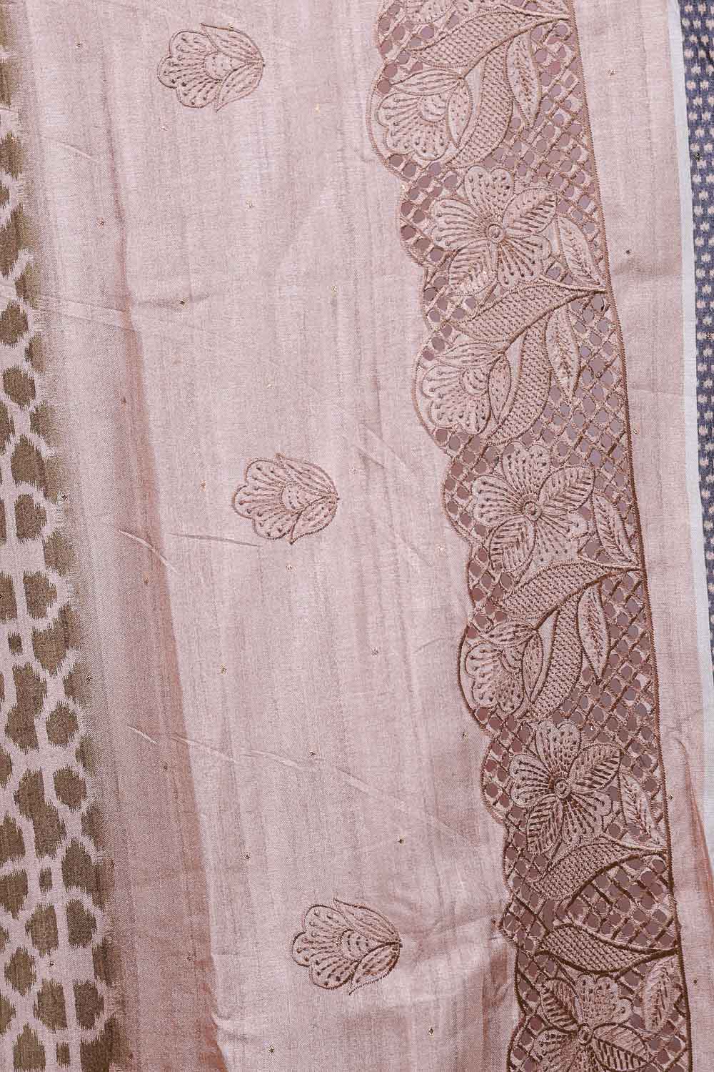 Cream Semi Tussar Saree