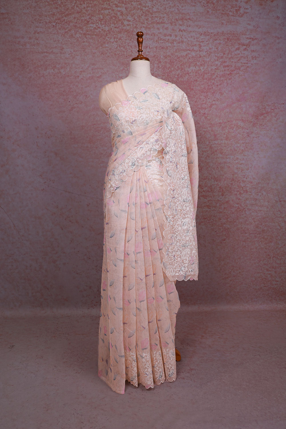 Peach Kota Saree