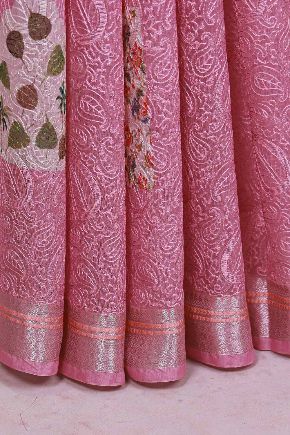 Pink Semi Tussar Saree