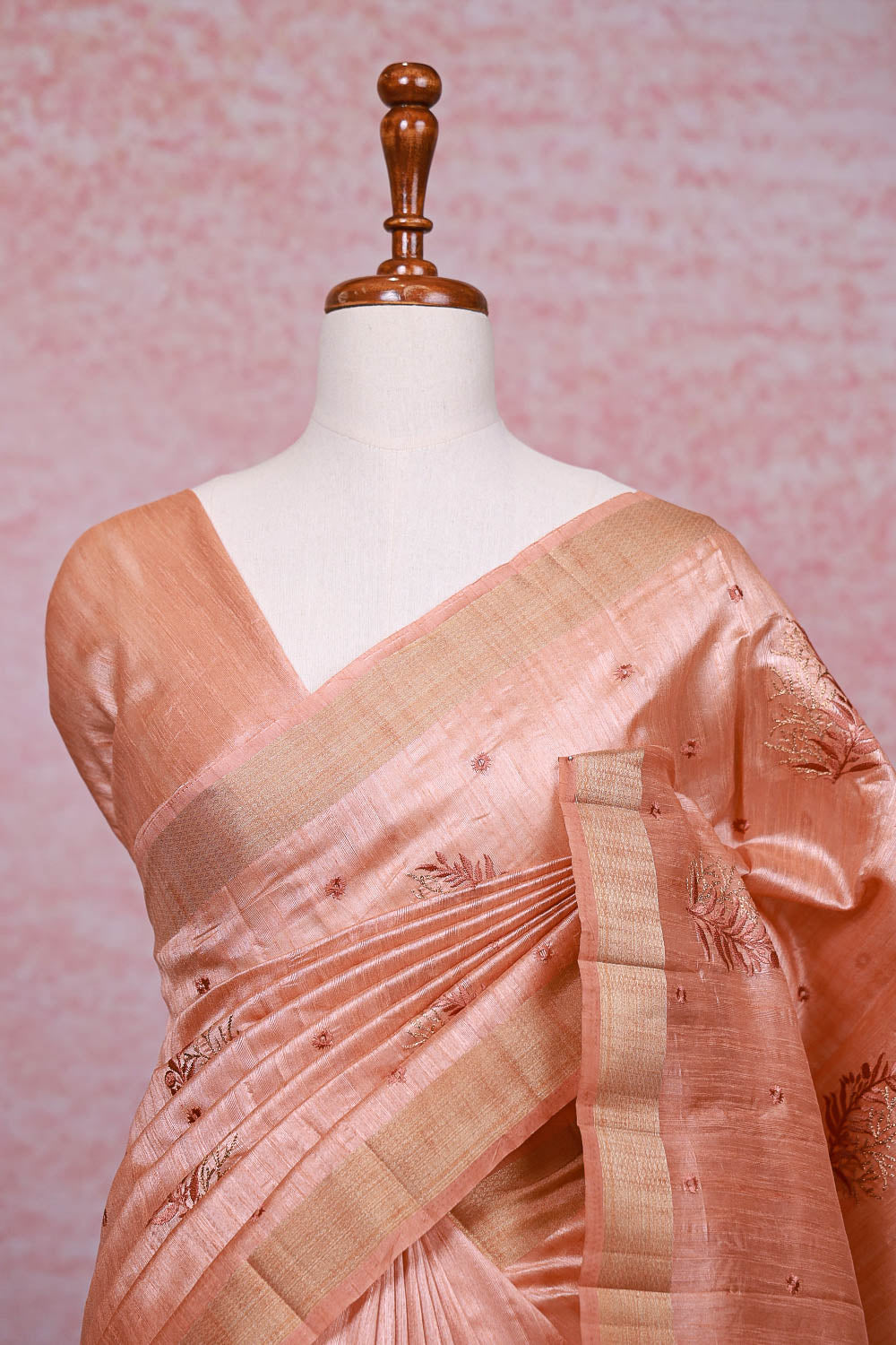 Peach Semi Jute Saree