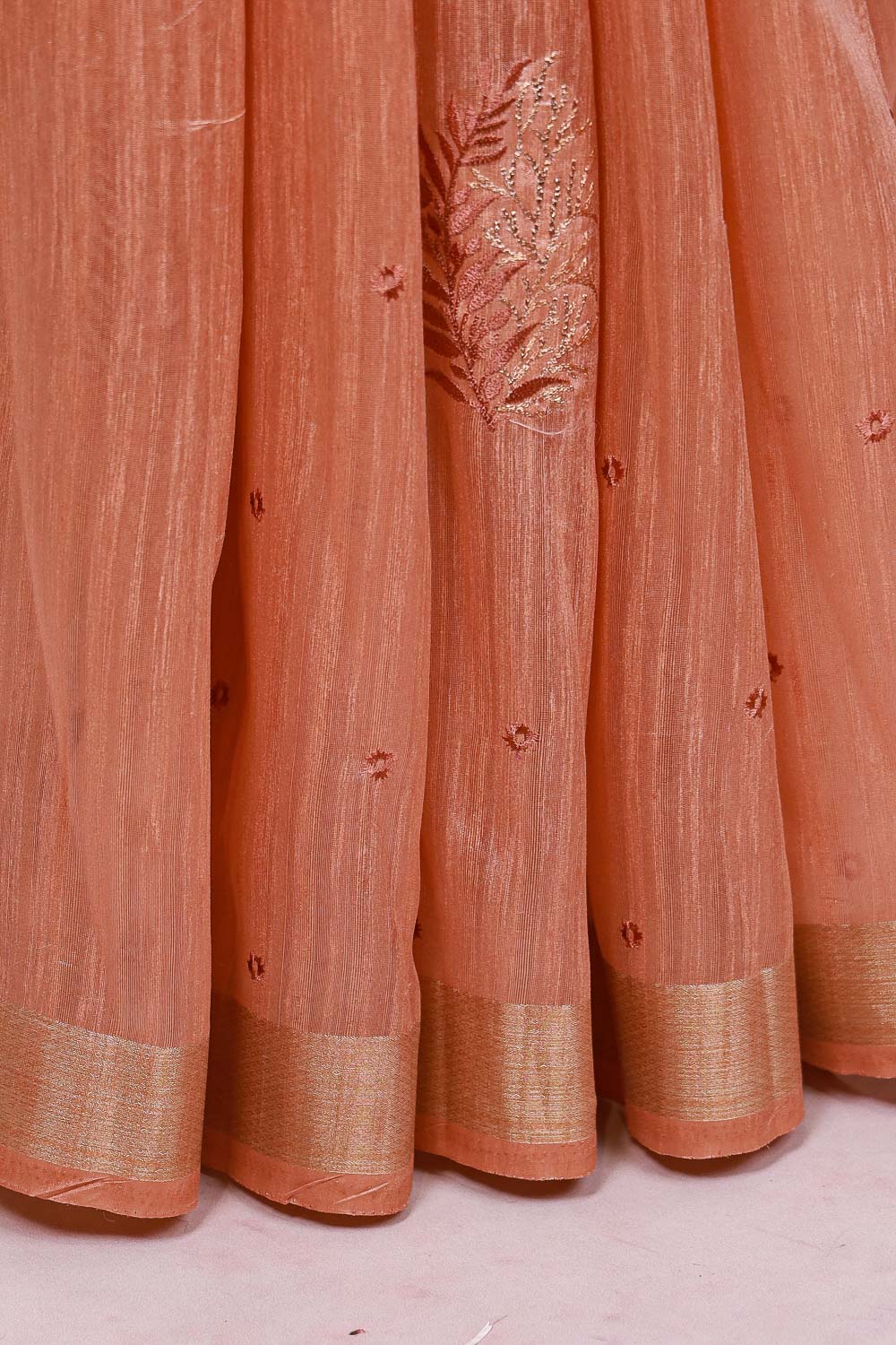 Peach Semi Jute Saree