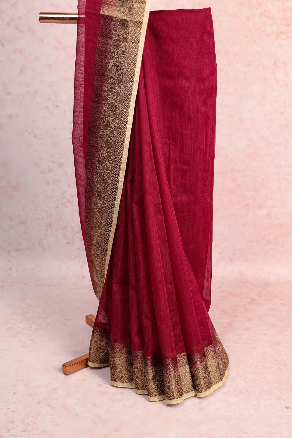 Wine Colour Semi Jute Saree
