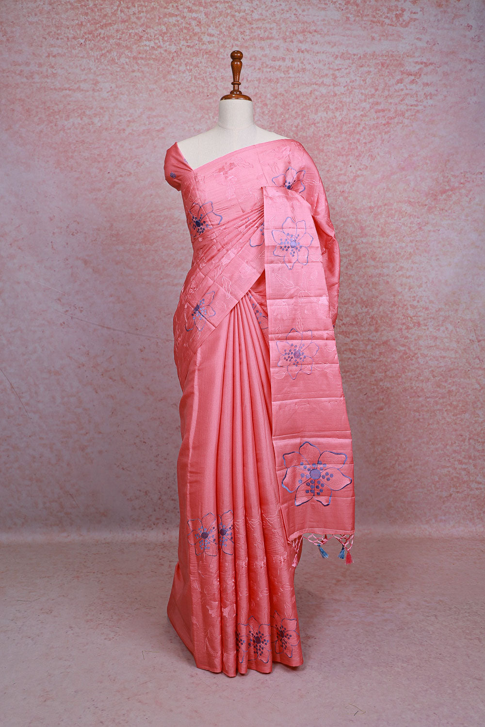 Pink Semi Tussar Saree