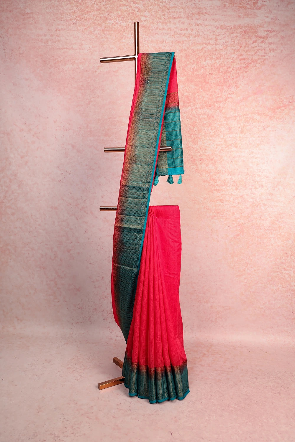 Red Semi Jute Saree