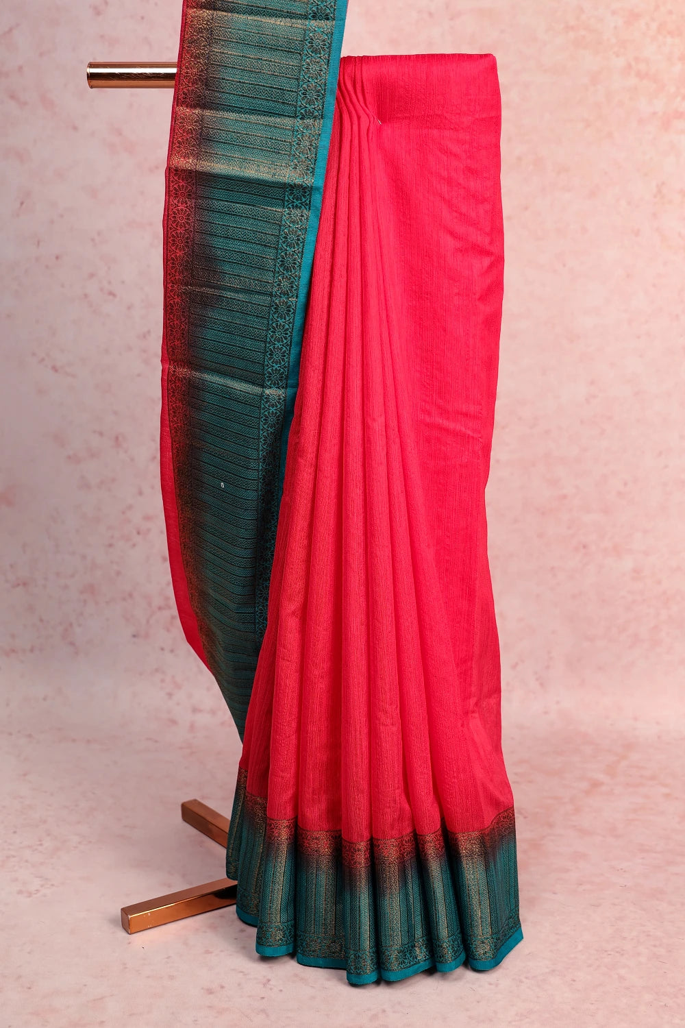 Red Semi Jute Saree