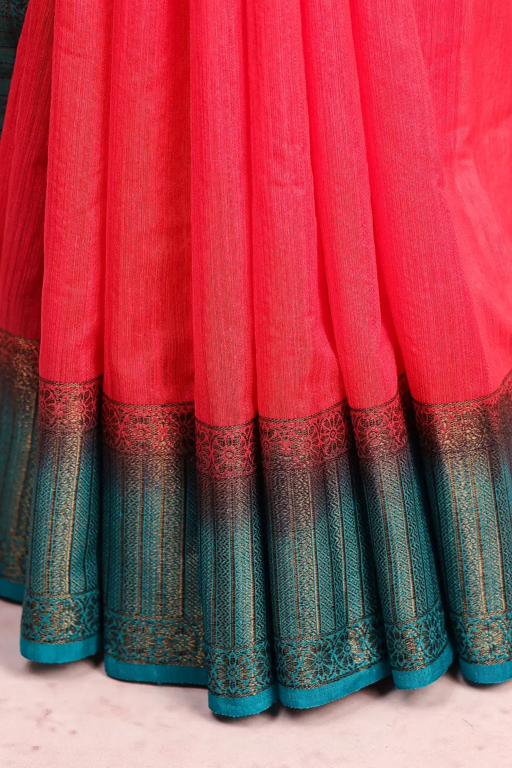 Red Semi Jute Saree