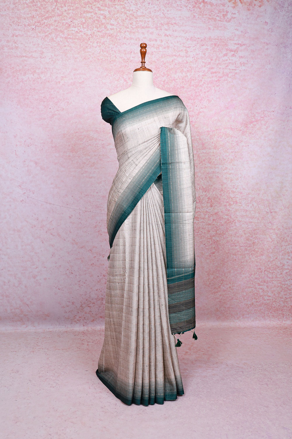 Cream Semi Silk Saree