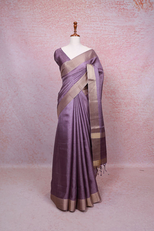 Lavender Semi Tussar Saree