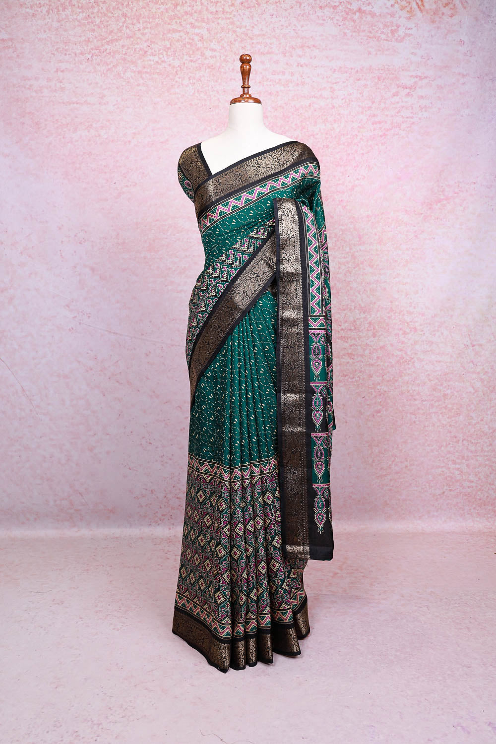 Green Semi Chanderi Saree