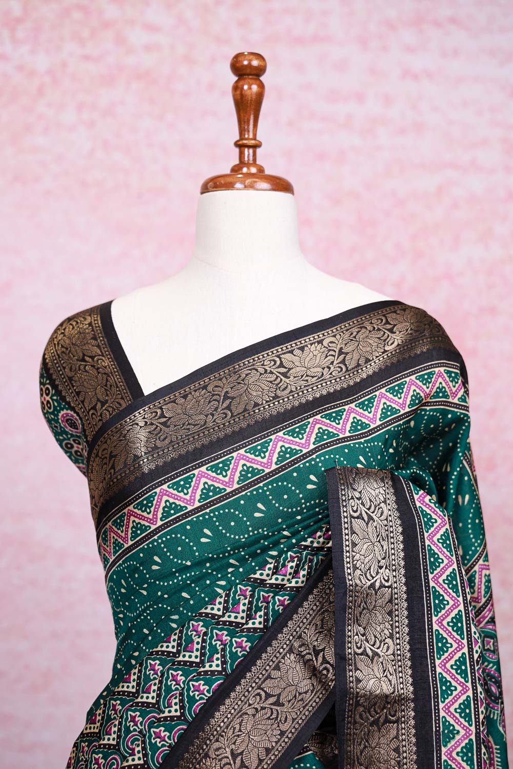 Green Semi Chanderi Saree