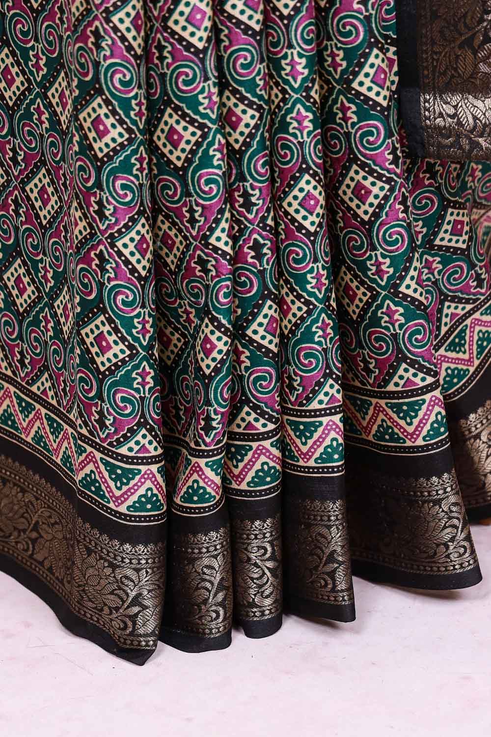 Green Semi Chanderi Saree