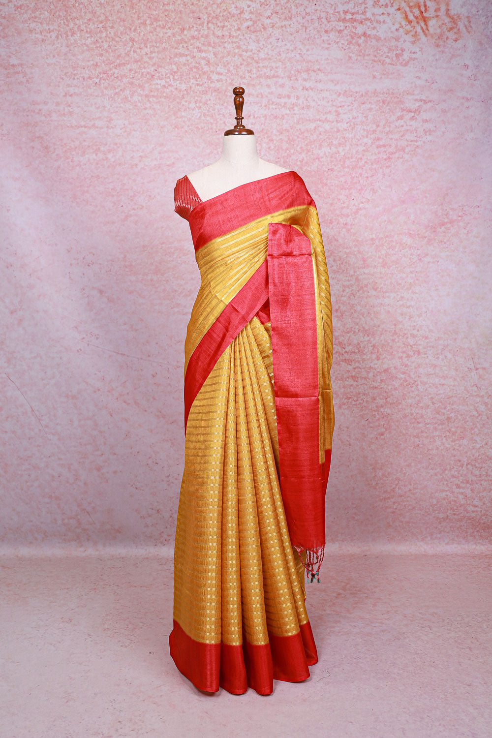 Yellow Semi Jute Saree