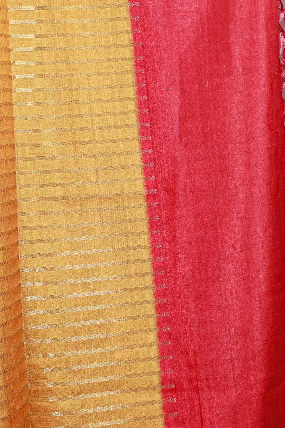 Yellow Semi Jute Saree