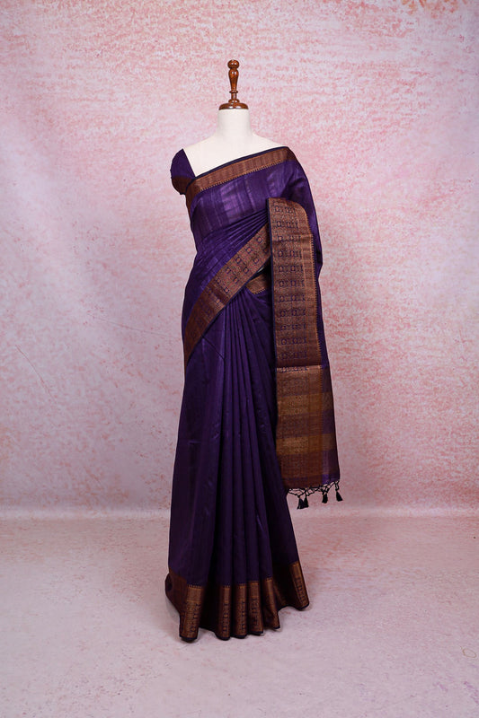 Violet Semi Jute Saree