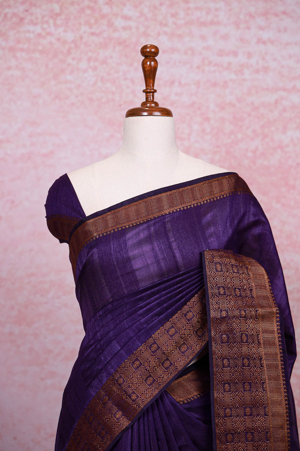 Violet Semi Jute Saree - Seematti