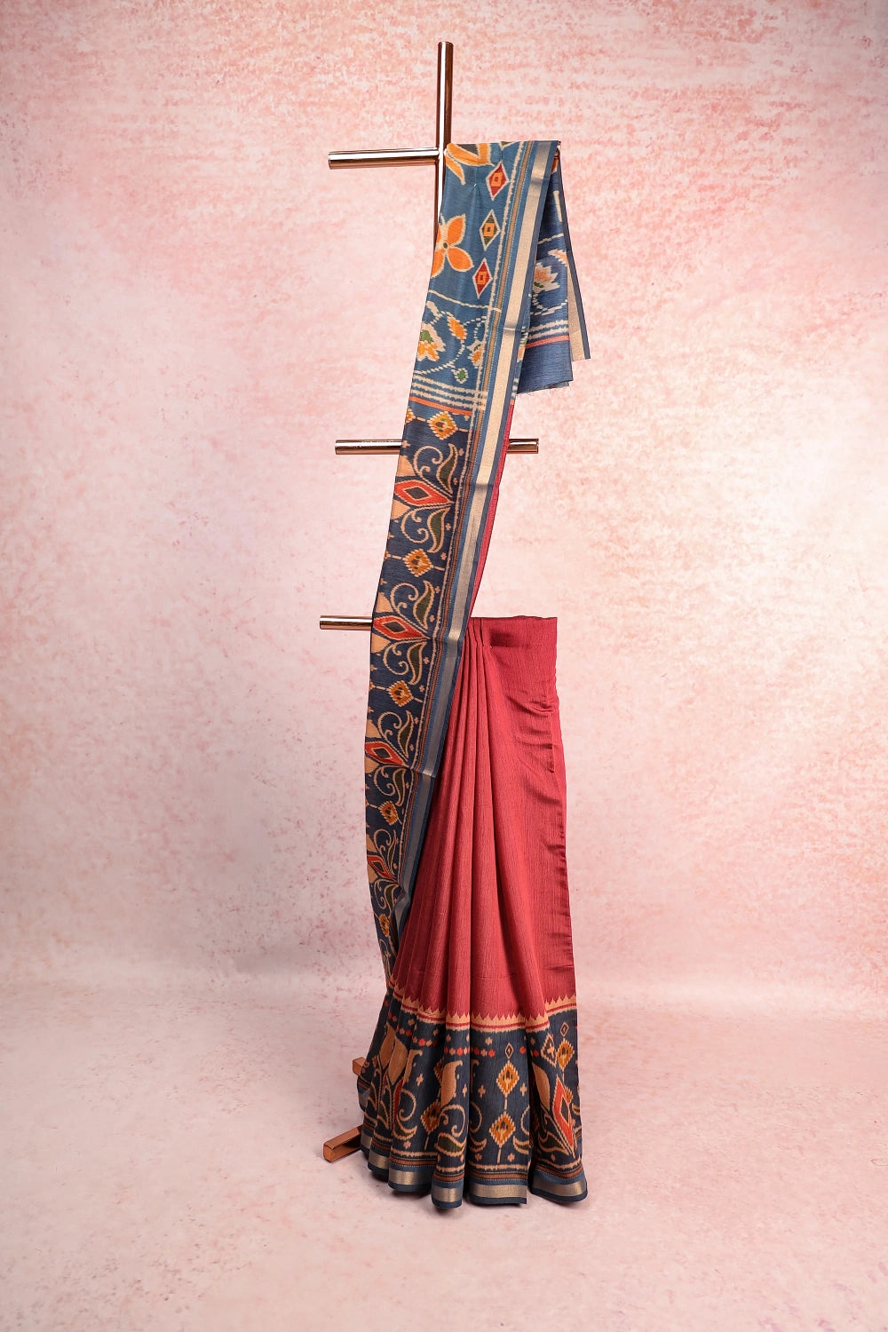 Maroon Semi Chanderi Saree