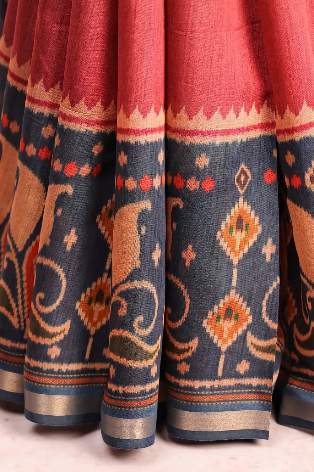 Maroon Semi Chanderi Saree