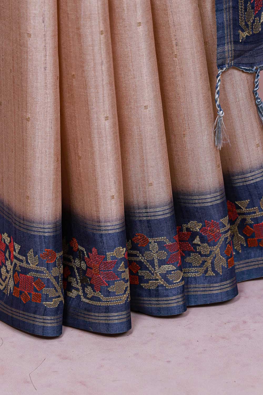 Cream Semi Tussar Saree