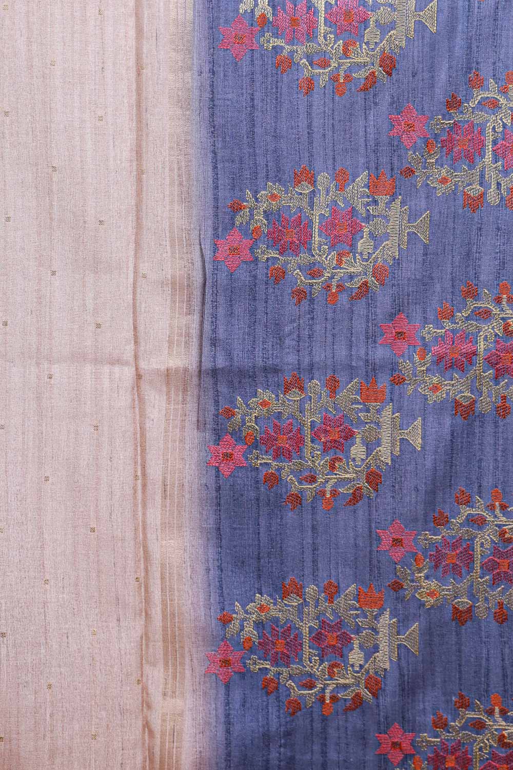 Cream Semi Tussar Saree