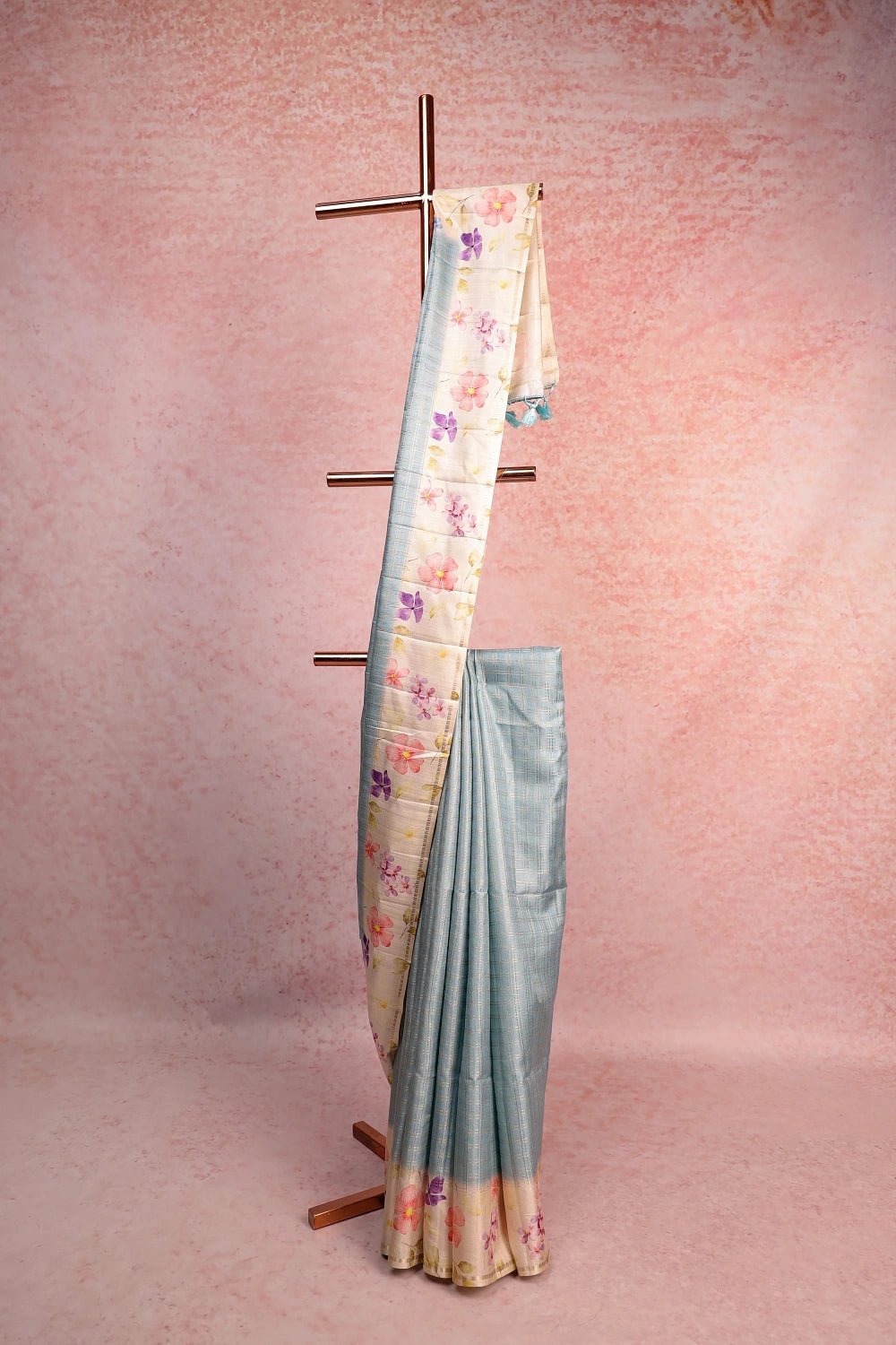 Light Blue Semi Silk Saree