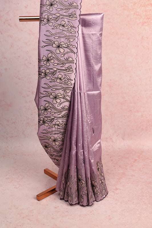 Lavender Semi Silk Saree