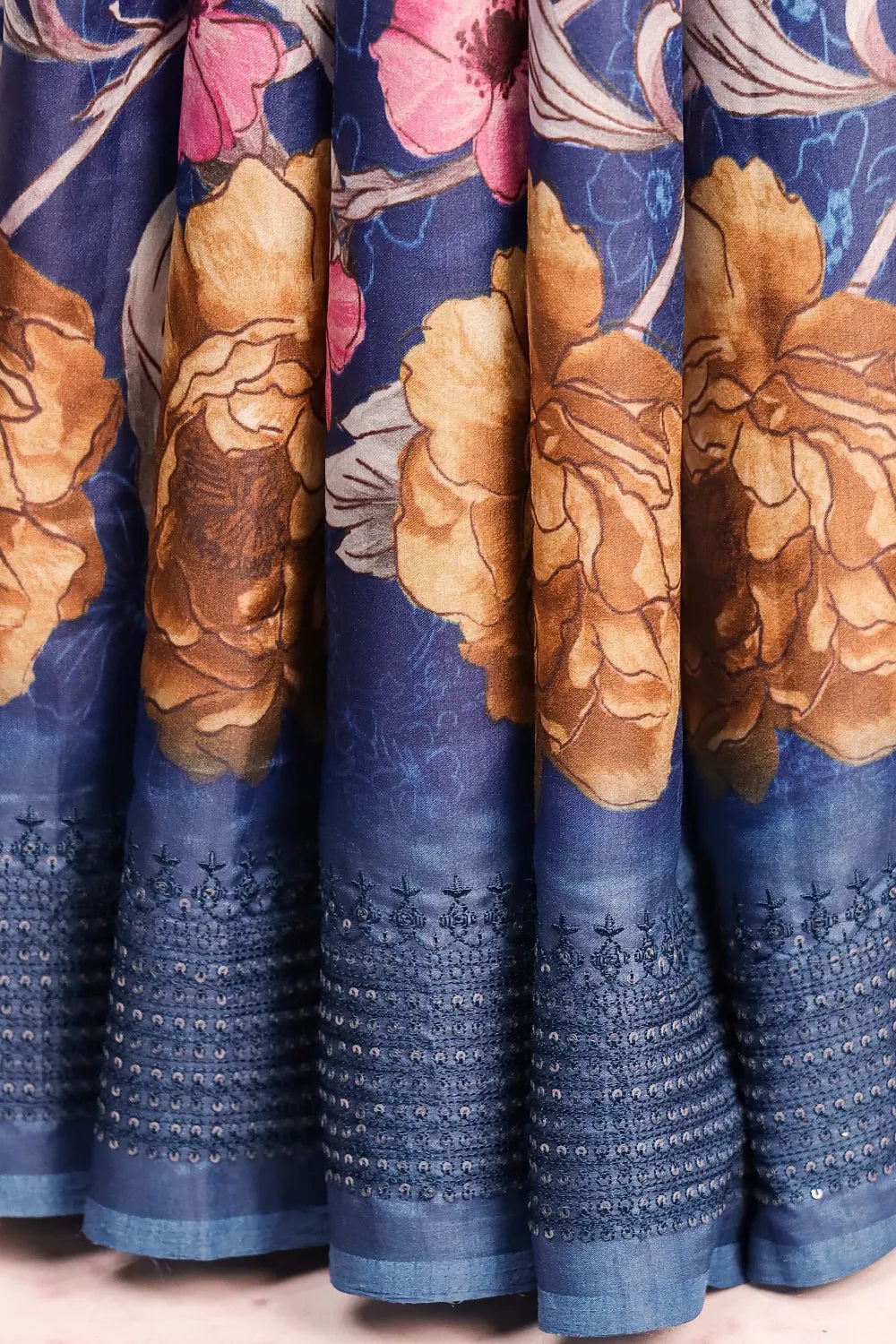 Blue Tussar Saree