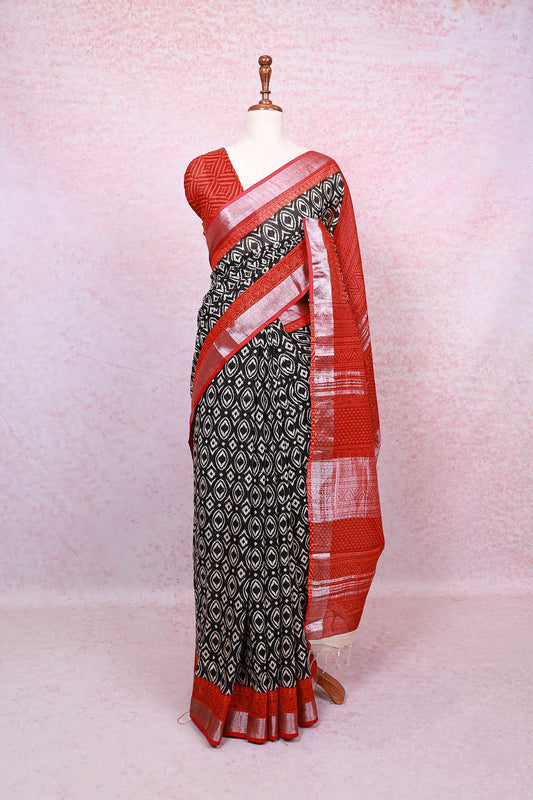 Black Semi Linen Saree