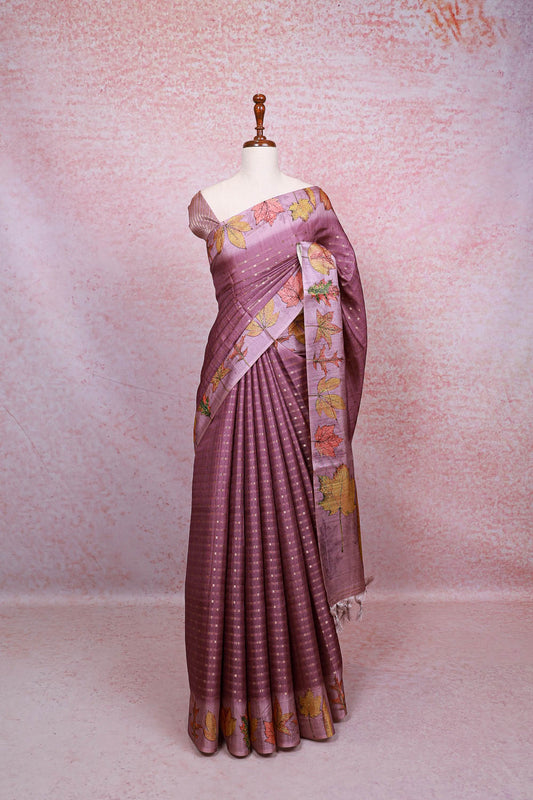 Onion Pink Semi Jute Saree