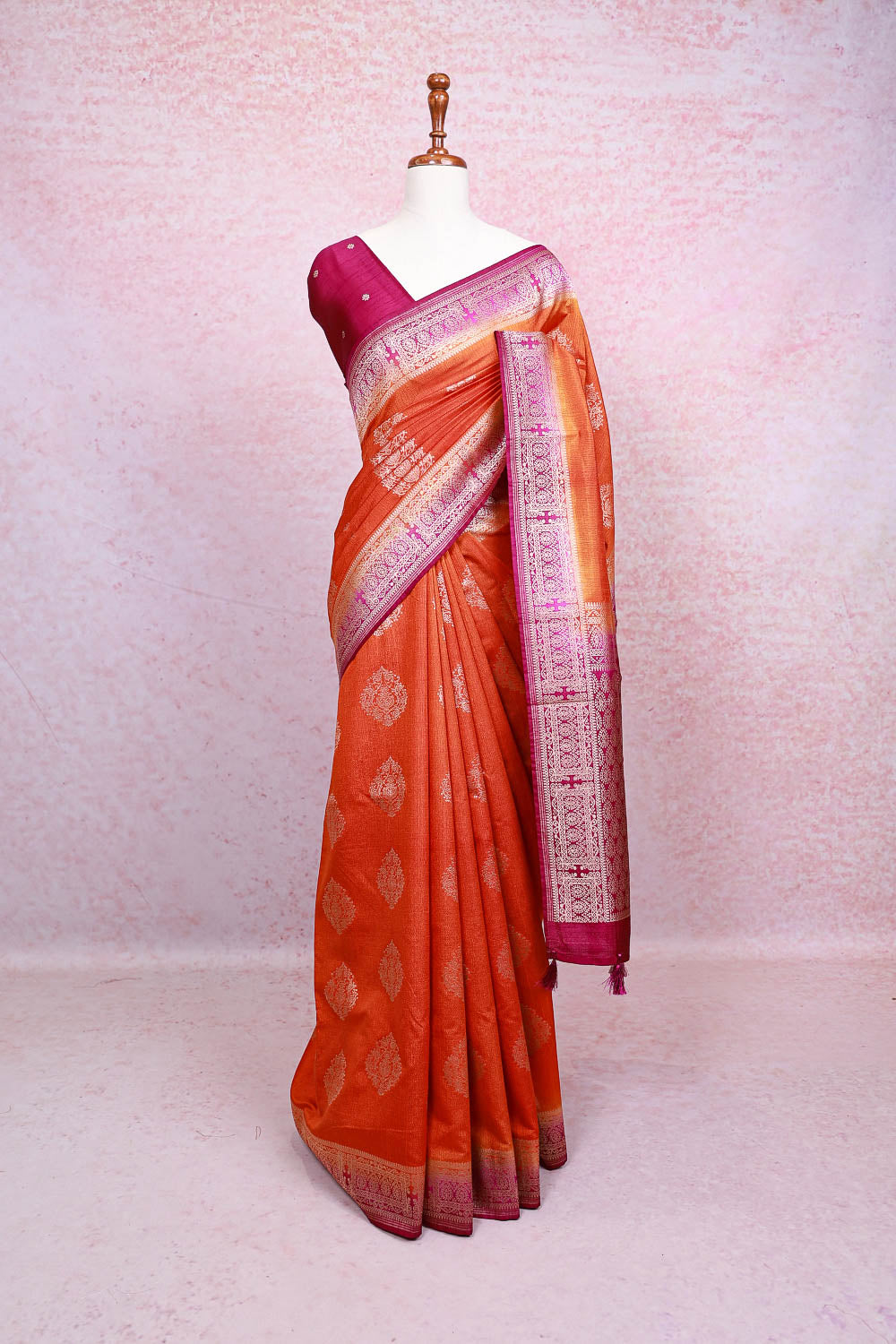 Orange Semi Silk Saree