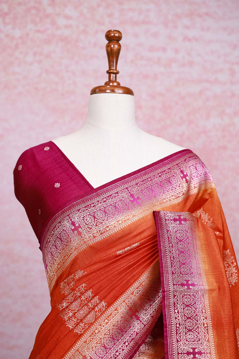 Orange Semi Silk Saree